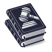 Illustration of a legal book with a gavel